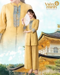 SET PHÁP PHỤC VÀNG PHỐI GẤM VIỀN NÉ NỮ SẴN (SALE 155k)
