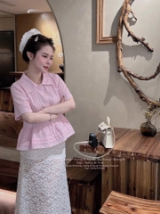 ÁO SƠ MI GU BÈO HỒNG CÁCH ĐIỆU NỮ SẴN( sale 80k )
