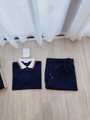 SET THAN POLO PHỐI QUẦN DÀI KẺ ĐỎ NỮ SẴN
