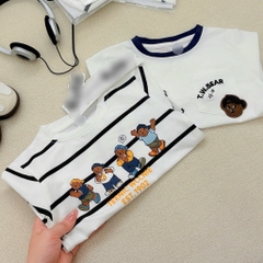 SET 2 ÁO GẤU KẺ TRẮNG DÀI TAY BÉ TRAI