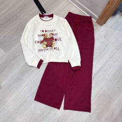SET BỘ NỈ GẤU ÁO TRẮNG QUẦN ĐỎ NỮ