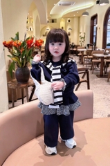 SET BỘ NỈ 2 DA KÈM KHĂN BÉ GÁI MÀU THAN
