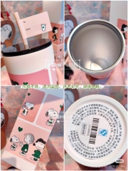 ĐỒ GIA DỤNG - LY GIỮ NHIỆT STARB MÀU HỒNG TÍM SNOOPY