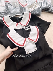 VÁY CỔ PHỐI VIỀN CHÂN XẾP LI- xả 85k