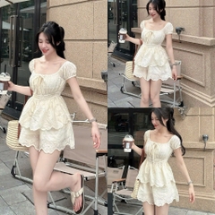 SET BỘ REN CỔ VUÔNG KÈM QUẦN ĐÙI PHỐI REN NỮ SẴN