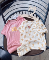 SET 2 BỘ THÔNG HƠI VẢI XUẤT HÀN HỒNG BE BÉ GÁI SẴN