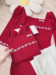 SET ÁO DÀI CÁCH TÂN THÊU NGỰC CỔ VUÔNG NỮ (SALE 150k))