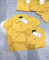 ÁO LEN POLO VÀNG CỘC TAY NỮ