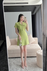 VÁY NỮ CỔ VEST NẮP TÚI LI GẤU