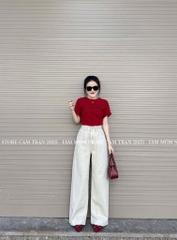 QUẦN BÒ NỮ TRẮNG THÊU CHANEL ĐỎ TÚI SAU SẴN (SALE 97k)