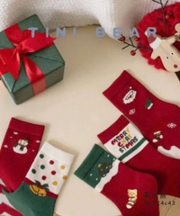 ĐỒ LÓT - SET 10 ĐÔI TẤT NOEL MERRY CHRISTMAS BÉ TRAI BÉ GÁI