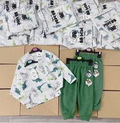 SÉT ÁO CHÓ CỨU HỘ KHỦNG LONG GHI MIX QUẦN XANH LÁ CHO BÉ YÊU