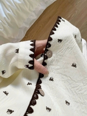 SET DÀI PIJAMA GẤU VIỀN LEN NỮ THU ĐÔNG SẴN