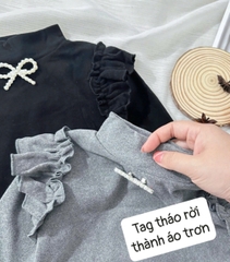 SET 2 ÁO ĐÍNH NƠ CÁNH TIÊN DÀI TAY BÉ GÁI SẴN