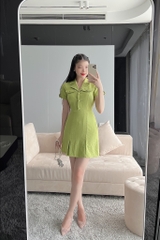 VÁY NỮ CỔ VEST NẮP TÚI LI GẤU
