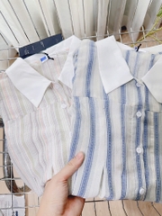 VÁY KẺ LI NGỰC PHỐI CỔ DÁNG XUÔNG NỮ SẴN