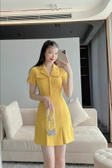 VÁY NỮ CỔ VEST NẮP TÚI LI GẤU