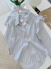 ÁO KẺ ZARA CỔ V VẠT BẦU NỮ