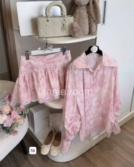 SET TƠ LOANG HỒNG KÈM CHÂN VÁY NỮ SẴN