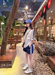 SET ADLV ÁO TRẮNG QUẦN XANH COBAN NỮ SẴN(XẢ con 60k)