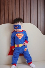 SET BỘ DÀI COTTON SUPER MAN XANH KÈM MẶT NẠ ÁO CHOÀNG BÉ TRAI