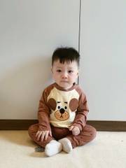 SET 2 BỘ DÀI COTTON CHÓ XANH GẤU NÂU BÉ TRAI SẴN