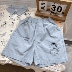 BỘ ĐŨI SƠ MI IN TRÀN CHÓ SNOOPY PHỐI QUẦN XANH BIỂN BÉ TRAI
