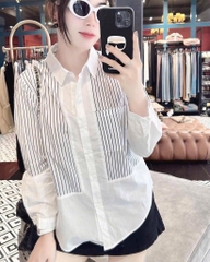 ÁO SƠ MI GU PHỐI KẺ DÀI TAY NỮ SẴN