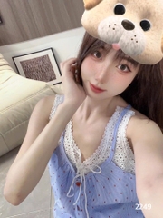 SET BỘ CỘC NGỦ PHỐI REN CHẤM BI ĐỎ NỮ