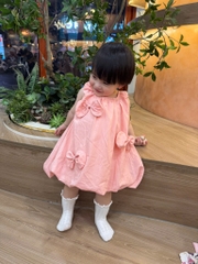 VÁY HỒNG ĐÍNH NƠ BÉ GÁI