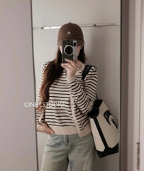 SET 2 ÁO LEN KẺ CDG VÀ CỘC TAY NỮ THU ĐÔNG