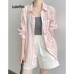 ÁO SƠ MI KẺ HỒNG DÀI TAY NỮ SẴN(SALE 85k)