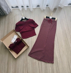 SET ZIP KẺ ĐỎ CV DÁNG DÀI NỮ