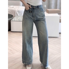 QUẦN JEANS NỮ RÁCH GẤU PHỐI ĐỈA ỐNG SUÔNG SẴN