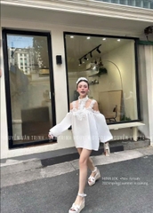VÁY BÁNH BÈO PHỐI CỔ VIỀN REN NỮ SẴN
