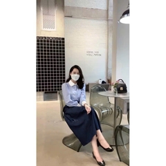 SET SƠ MI CỔ ĐỨC KÈM CHÂN VÁY NỮ SẴN(SALE 156k)
