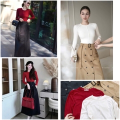 SET CHÂN VÁY MIDI ĐAI ÁO CT THIẾT KẾ NỮ SẴN(Xả 99k)