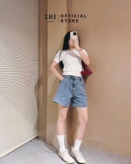 QUẦN SHORT JEAN NỮ XANH THÊU NGỰA SẴN (SALE 109k)