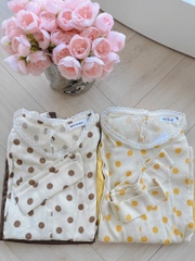 SET ÁO CHẤM BI PHỐI REN KÈM ĐAI THẮT ĐIỆU ĐÀ NỮ SẴN (SALE 139k)