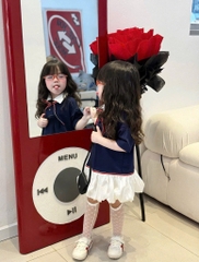 SET BỘ ÁO POLO XANH THAN CHÂN VÁY BỒNG BÉ GÁI