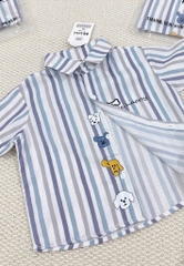 SET ÁO SƠ MI CỘC TAY KẺ KÈM QUẦN BÒ BÉ TRAI