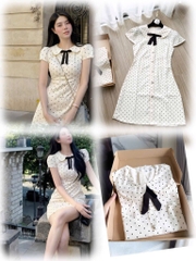 VÁY CHẤM BI CỔ SEN NƠ NỮ(XẢ 119k)