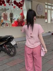SET BỘ ÁO PHÔNG QUẦN BAGGY HỒNG NỮ
