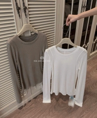 SET ÁO THUN ZIP 2 MÀU RÊU TRẮNG NỮ THU ĐÔNG