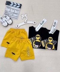 SET BỘ COTTON BATMAN TONE ĐEN VÀNG CHO BÉ TRAI( xả 57k )