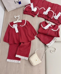 SET BỘ XÔ ĐỎ DÀI BÈO REN BÉ GÁI