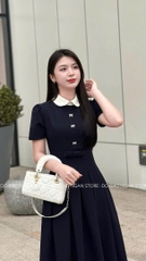 VÁY XẾP LI NƠ EO CỔ PHỐI NỮ SẴN (SALE 149k)