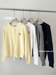 ÁO LEN CARDIGAN THÊU TIM 4 MÀU NỮ THU ĐÔNG
