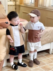 SET 2 ÁO POLO THÊU NGỰC PHỐI MÀU BÉ TRAI SẴN (XẢ 49k)
