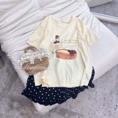 SET NỮ ÁO CỘC BE MIX QUẦN CHẤM BI SẴN